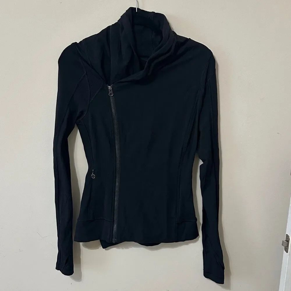 Lululemon Womens Bhakti Yoga Full Zip Asymmetrical Pockets Black Jacket